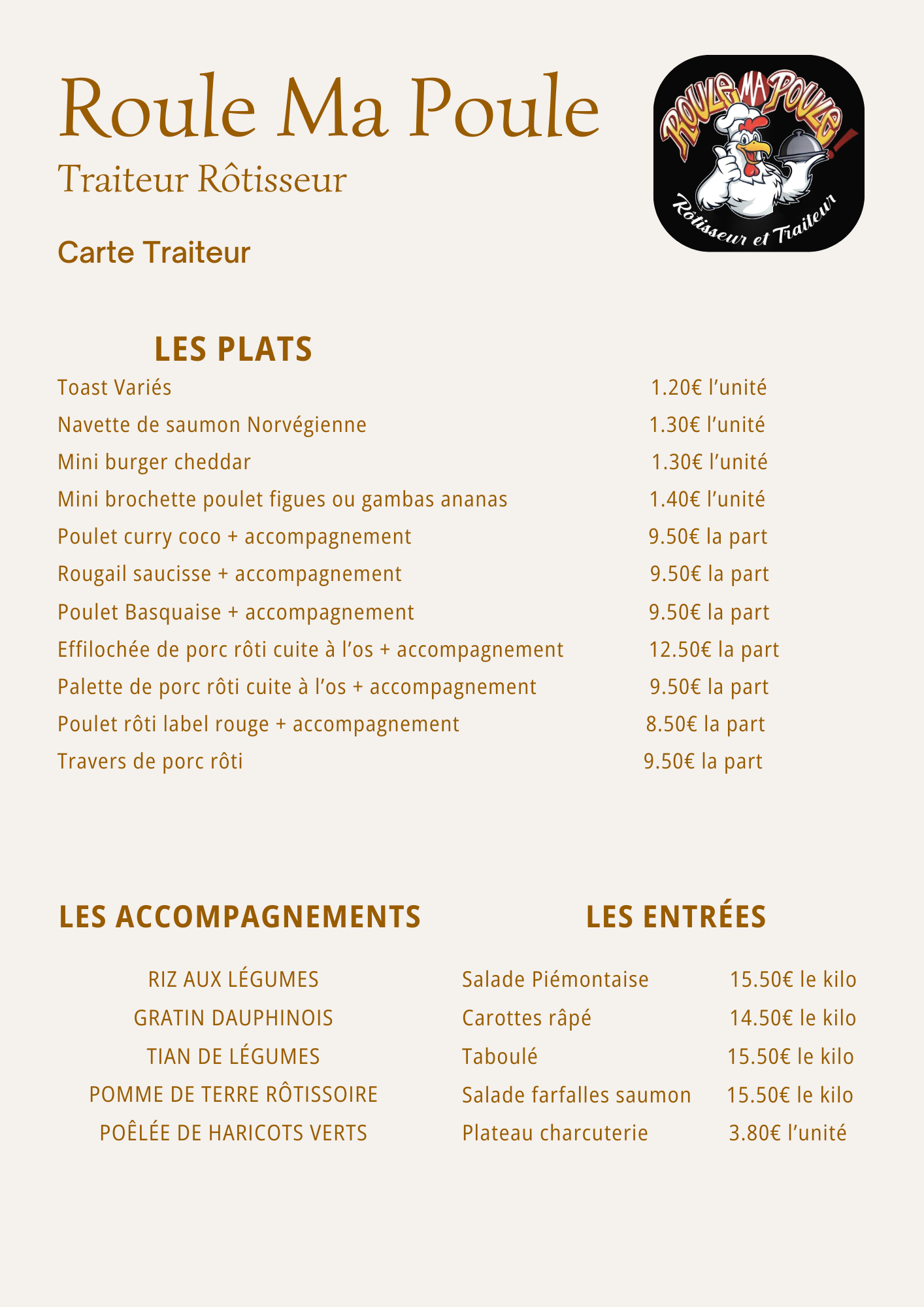 carte traiteur