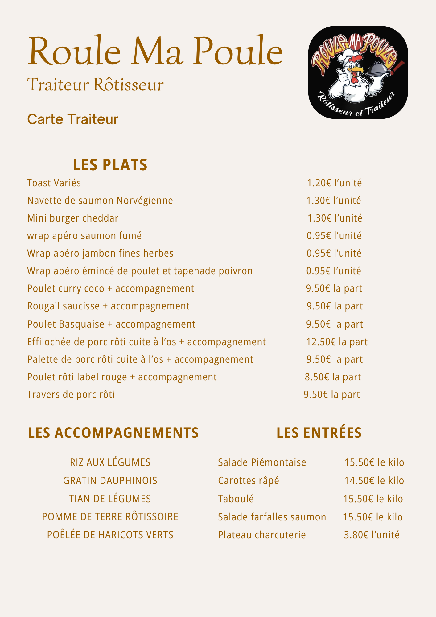 carte traiteur